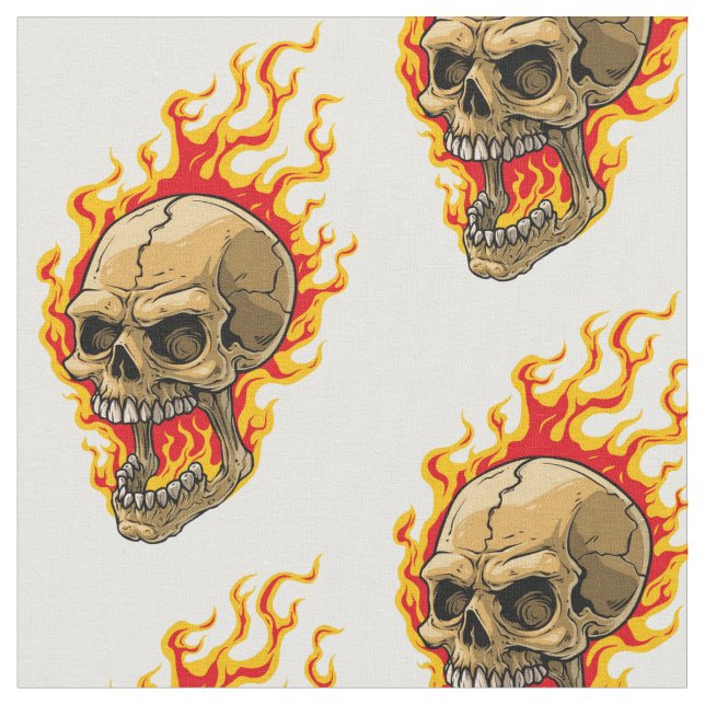 Burning Skull Fabric (Close Up)