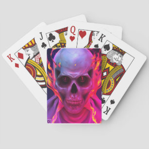 Burning skull playing cards