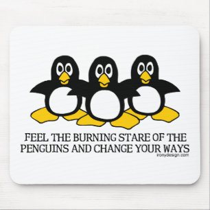 Burning Stare Of The Penguins Mous... - Customized Mouse Pad