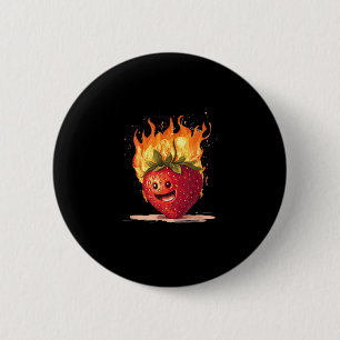 Burning Strawberry Costume With Flames T-shirt.png 2 Inch Round Button