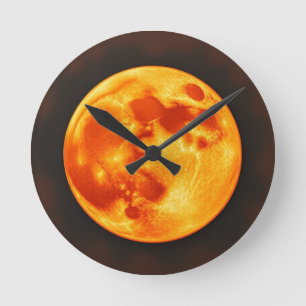 Burning Sun Round Clock
