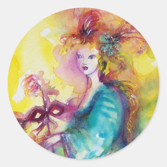 BURNING THE CARNIVAL / Venetian Masquerade Dance Classic Round Sticker (Front)
