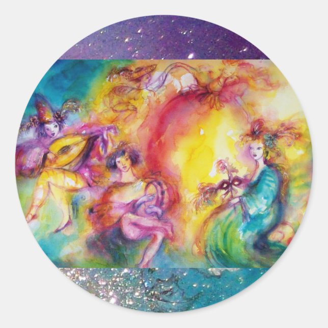 BURNING THE CARNIVAL / Venetian Masquerade Dance Classic Round Sticker (Front)