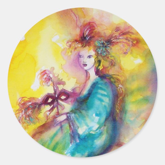 BURNING THE CARNIVAL / Venetian Masquerade Dance Classic Round Sticker (Front)