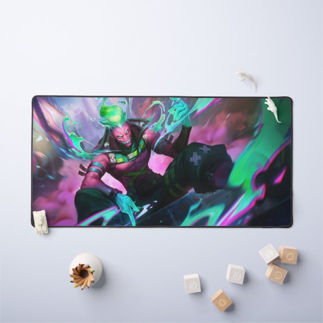 Burning Vengeance Gaming Desk Mat | flame mousepad (Kids Table)