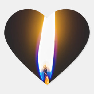 Burning wax candle heart sticker