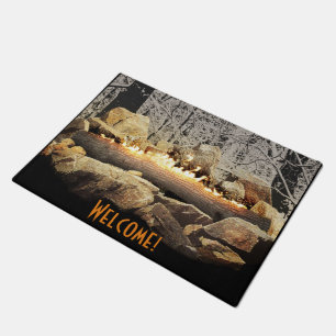 Burning Yule Log Doormat