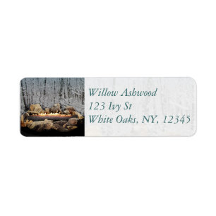 Burning Yule Log in Snowy Forest