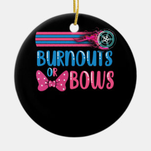 Burnouts or Bows Gender Reveal party Idea Ceramic Ornament