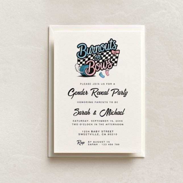 Burnouts ou Bows Genre Reveal Party Invitation (Créateur téléchargé)