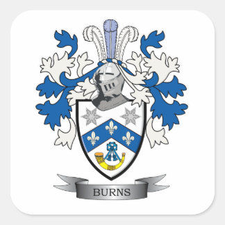 Burns Family Crest Coat of Arms Square Sticker