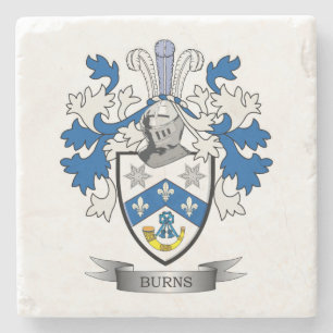 Burns Family Crest Coat of Arms Stone Coaster