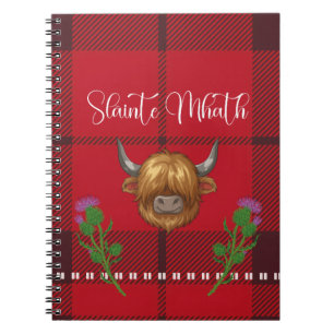 Burns Night Slàinte Mhath Highland Cow Tartan Notebook