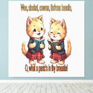 Burns Night Sleeket, Cowran, Tim’rous Feline Recit Canvas Print