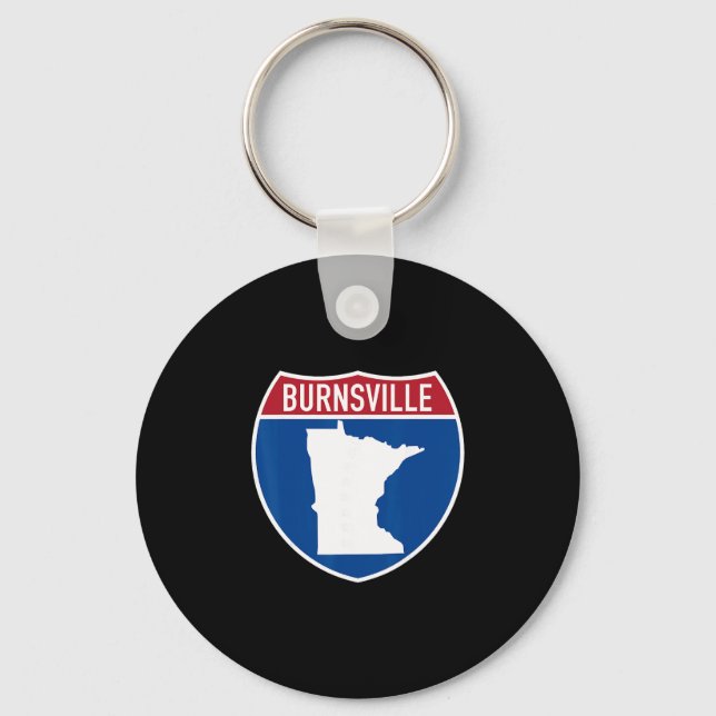 Burnsville Minnesota Map Highway Interstate Sign S Keychain (Front)