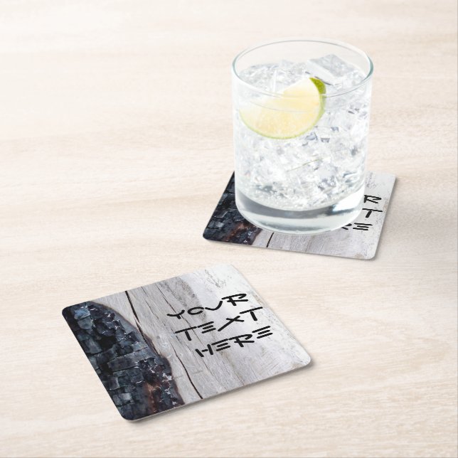 Burnt Bark Paper Square Paper Coaster (Insitu)