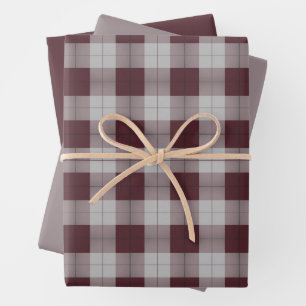 Burnt Burgundy Plaid Pattern with Coordinates Wrapping Paper Sheet