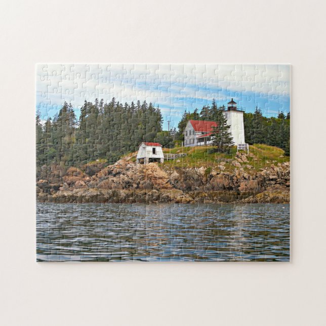 Burnt Coat Harbour Lighthouse, Swans Island Maine Jigsaw Puzzle (Horizontal)