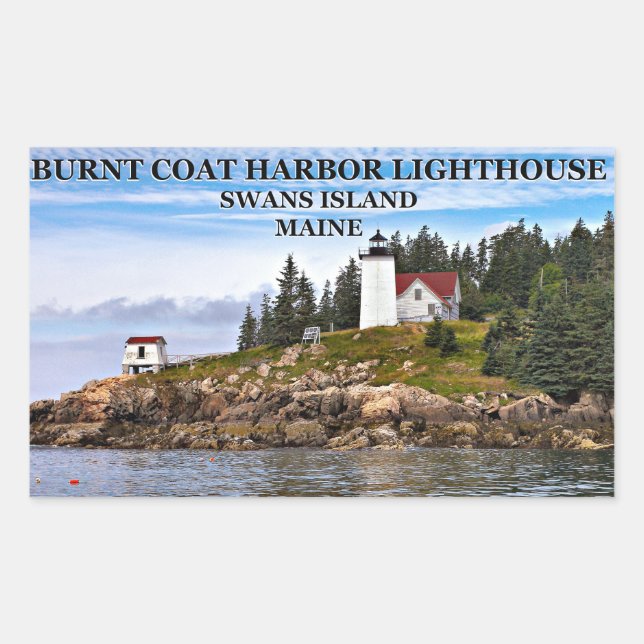 Burnt Coat Harbour Lighthouse, Swans Island Maine Sticker (Front)