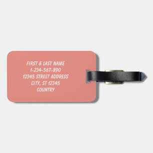 Burnt coral simple minimalist luggage tag
