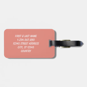 Burnt coral simple minimalist luggage tag