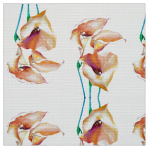 Burnt Flame Calla lillies Bouquet in Watercolor Fabric