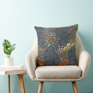Burnt grey cells with stained to soft gold light   throw pillow