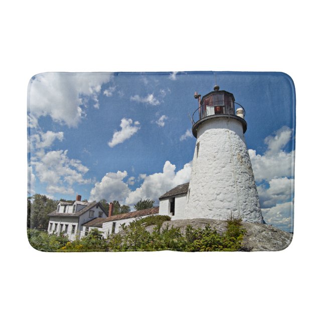Burnt Island Lighthouse, Boothbay Harbour Maine Bath Mat (Front)
