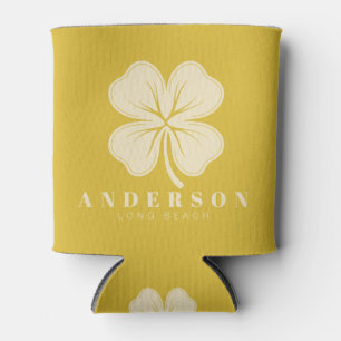 Burnt Lemon Four Leaf Clover with Name Can Cooler