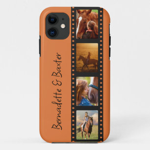 Burnt Orange 4 Photo Horse Pet Name iPhone 11 Case