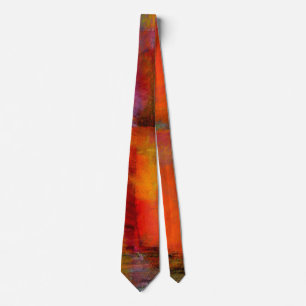 Burnt Orange Abstract Design Men's Tie