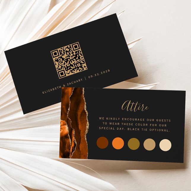 Burnt Orange Agate Dark Wedding Attire Dress Code Enclosure Card (Creator Uploaded)