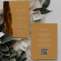 Burnt Orange Agate Honey Gold QR Code Wedding