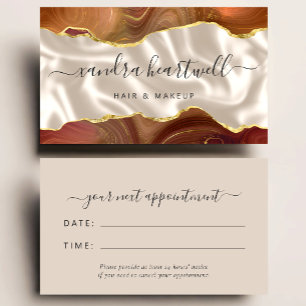 Burnt Orange Agate Ivory Silk Stylist Appointment Business Card
