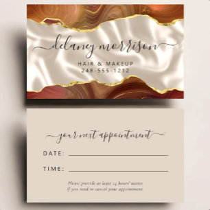 Burnt Orange Agate Ivory Silk Stylist Appointment Business Card