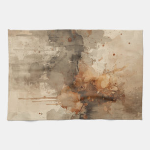 Burnt Orange Amber Brown Grey Black Abstract Kitchen Towel