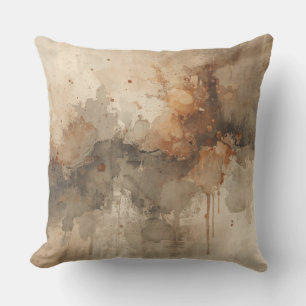 Burnt Orange Amber Brown Grey Black Abstract Outdoor Pillow