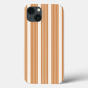Burnt orange and beige five stripe pattern iPhone 13 case