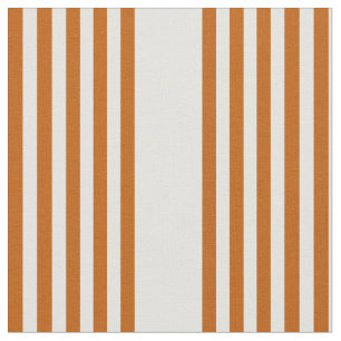 Burnt orange and beige five stripe pattern fabric