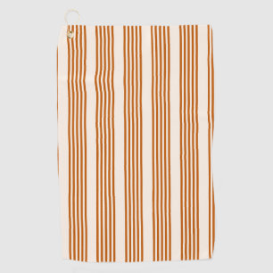 Burnt orange and beige five stripe pattern golf towel