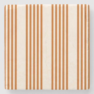 Burnt orange and beige five stripe pattern stone coaster