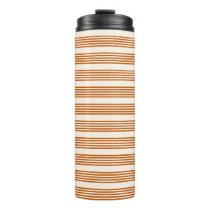 Burnt orange and beige five stripe pattern thermal tumbler