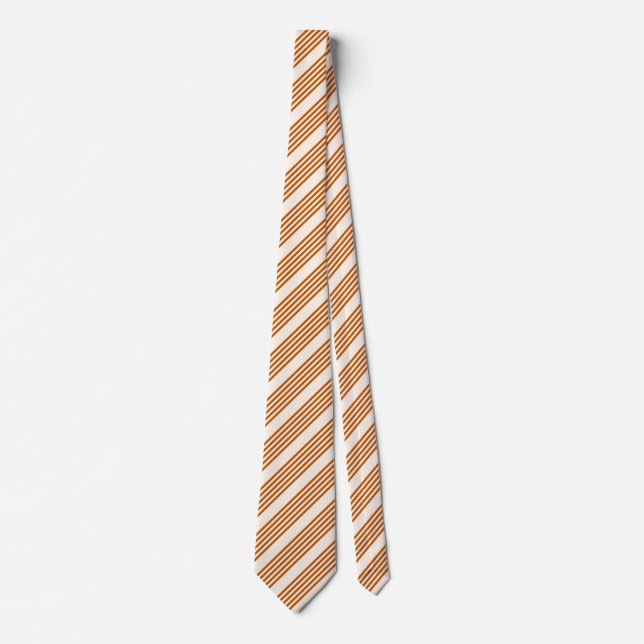 Burnt orange and beige five stripe pattern tie (Front)