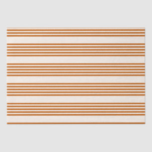 Burnt orange and beige five stripe pattern tissue paper