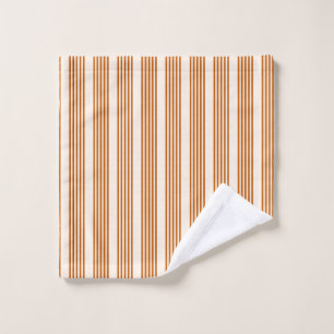 Burnt orange and beige five stripe pattern wash cloth