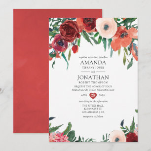 Burnt Orange and Blush Floral Wedding Invitation