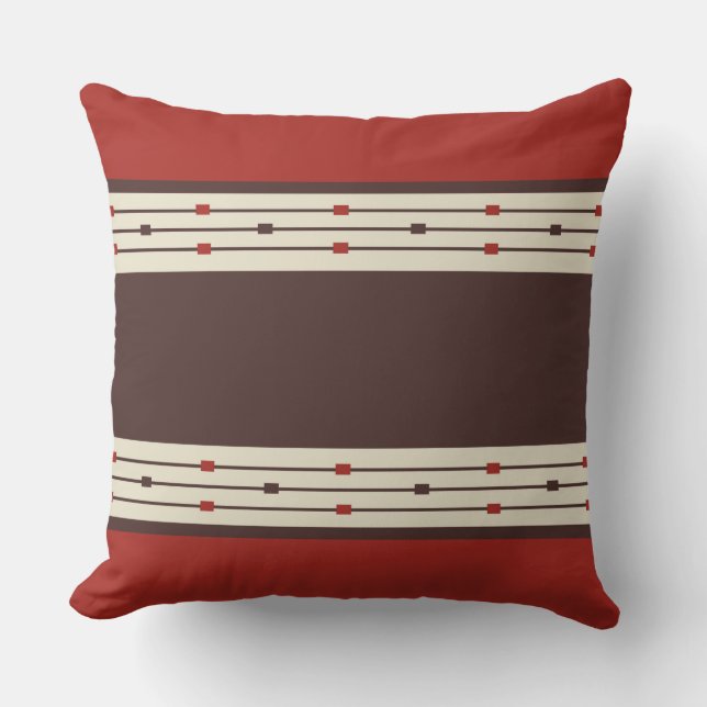 Burnt Orange and Brown geometric Throw Pillow (Front)