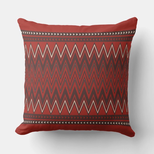 Burnt Orange and Brown geometric Throw Pillow (Front)