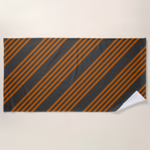 Burnt orange and charcoal five stripe pattern beach towel