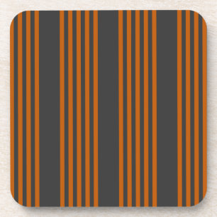 Burnt orange and charcoal five stripe pattern coaster
